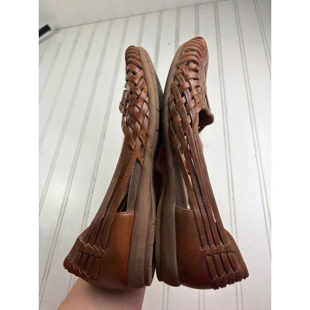 Natural Soul Naturalizer Brown Leather Huarache Woven Sandals Women's Size 7.5